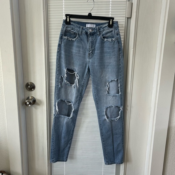 Vervet Distressed Light Blue Women's Jeans - Picture 1 of 4